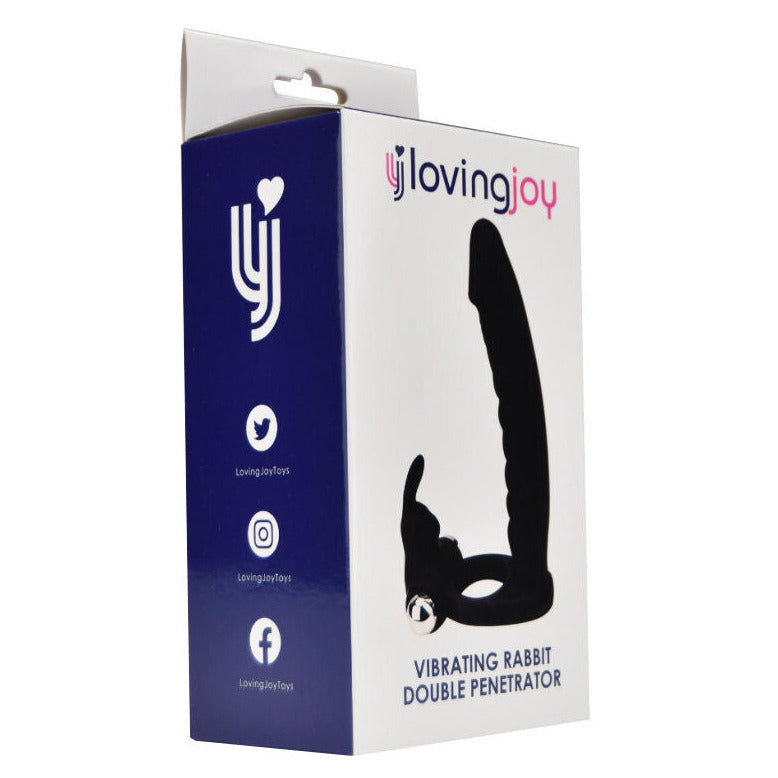 Loving Joy Double Penetration Fun Vibrating Rabbit Strap On Cock Ring Anal Dildo