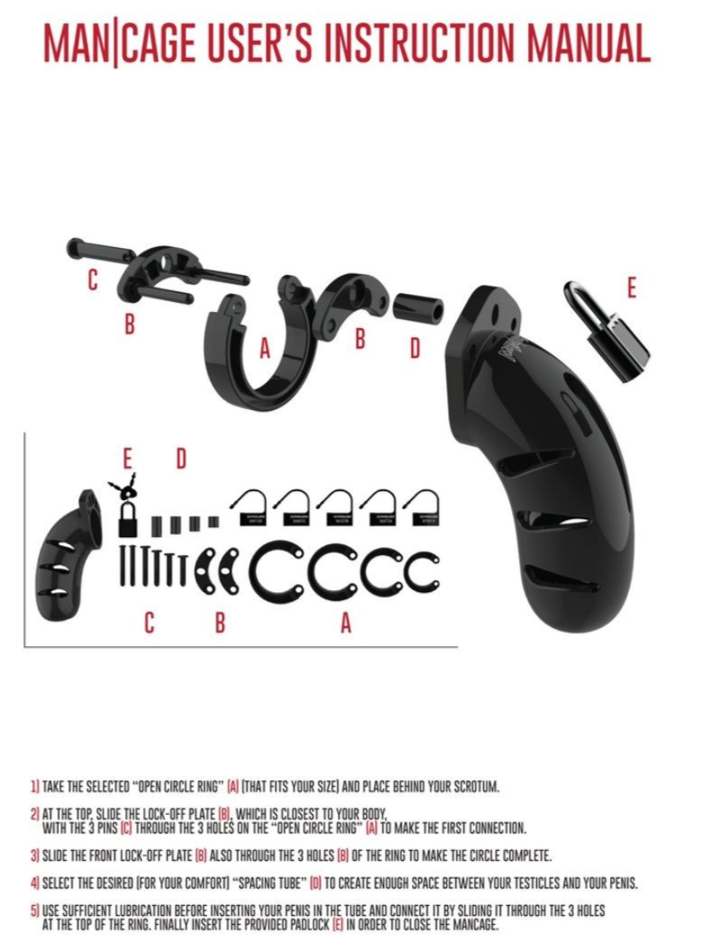 Man Cage Model 02 Male Chastity Cock Cage Vented 3.5 Inch Bondage Orgasm Denial