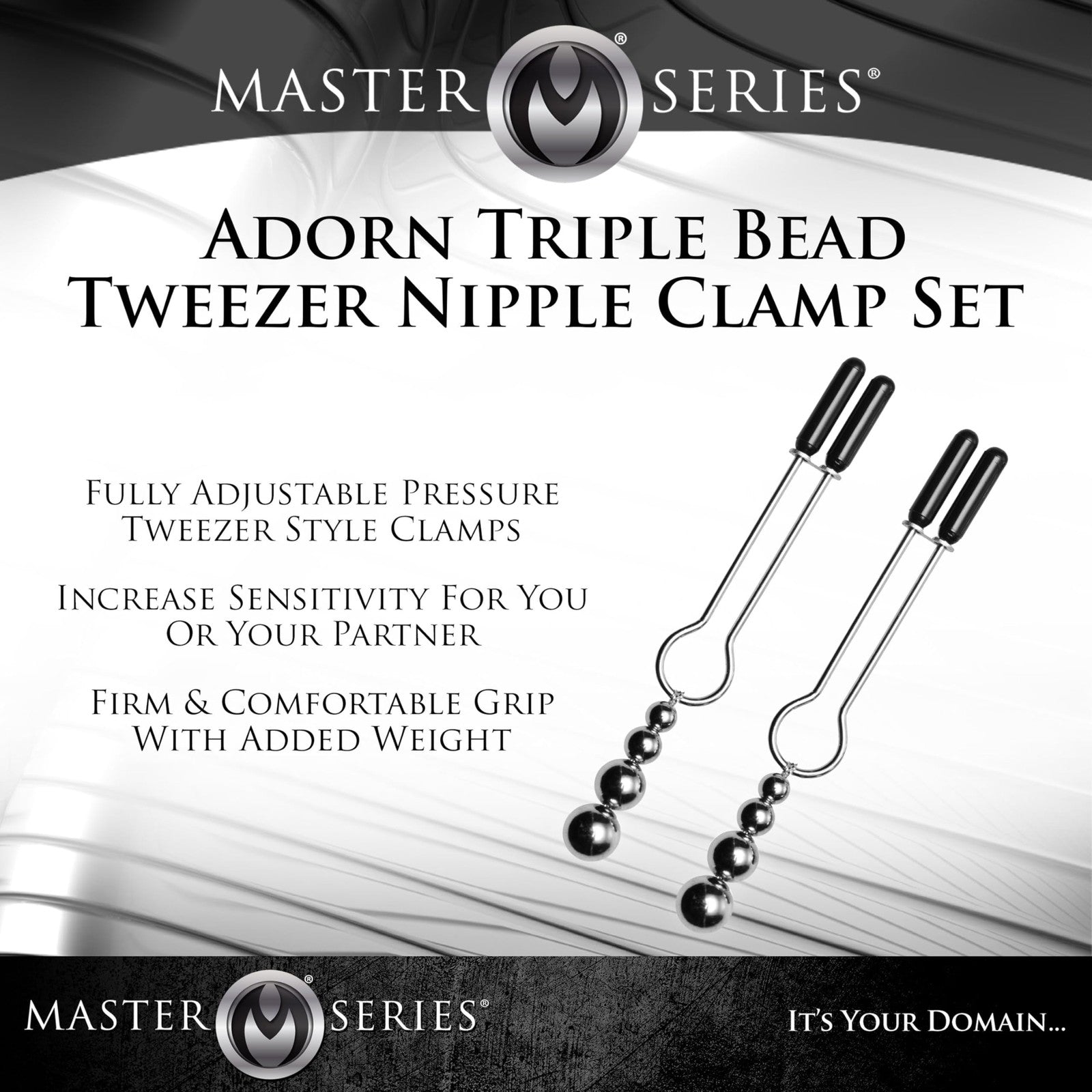 Master Series Adorn Triple Bead Tweezer Style Nipple Clamp Set