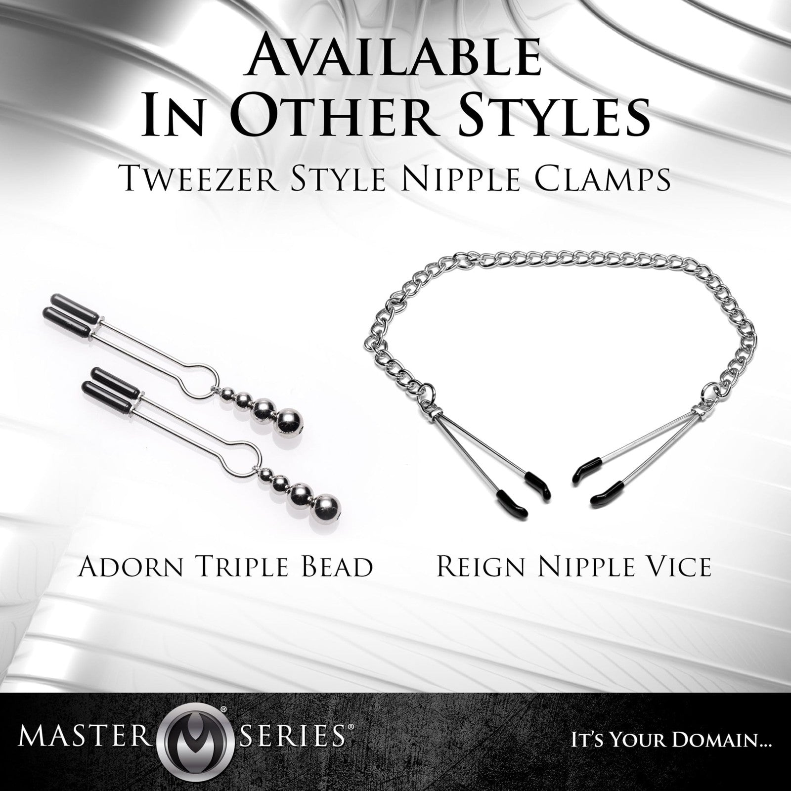 Master Series Adorn Triple Bead Tweezer Style Nipple Clamp Set