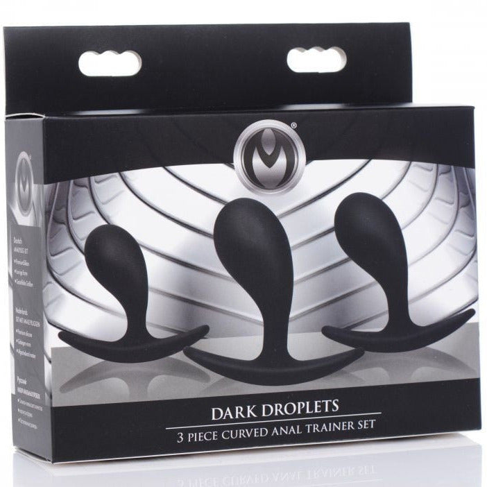 Master Series Dark Droplets 3 Piece Curved Anal Training Set Butt Plug Massager