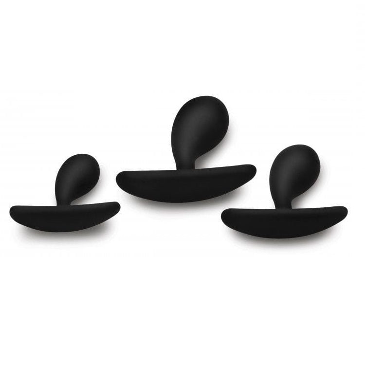 Master Series Dark Droplets 3 Piece Curved Anal Training Set Butt Plug Massager