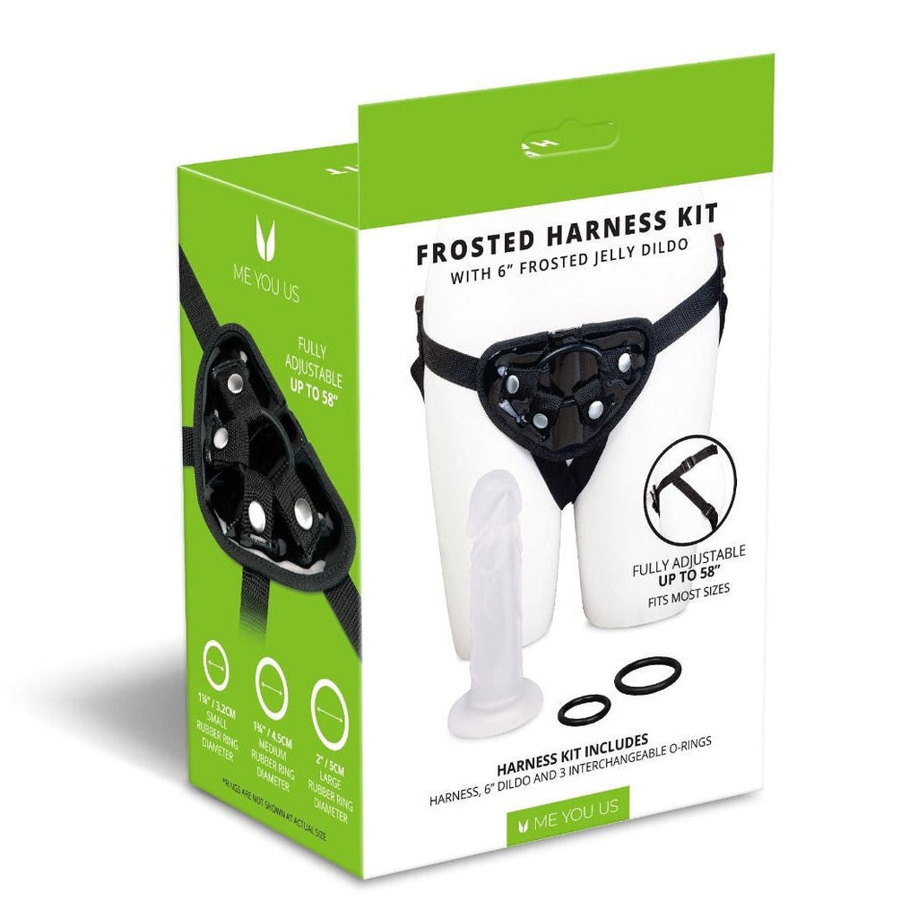 Me You Us 6 Inch Frosted Harness Kit Realistic Strap On Jelly Dildo Pegging BDSM