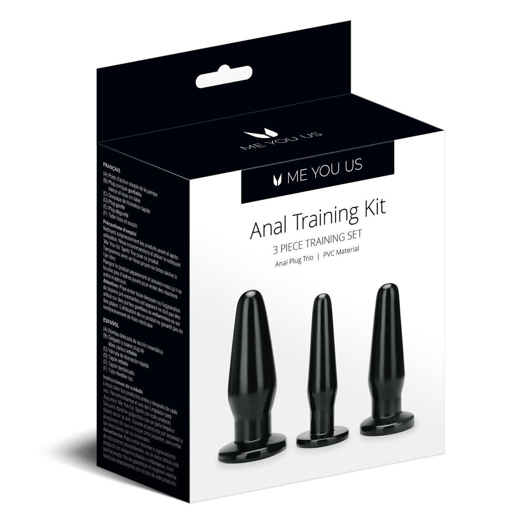 Me You Us Anal Trio Training Tapered Smooth Butt Plug Kit BDSM Fetish Black