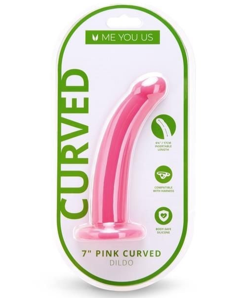 Me You Us Curved 7 Inch Silicone Thin Dong Dildo Cock Strapon Harness Compatible
