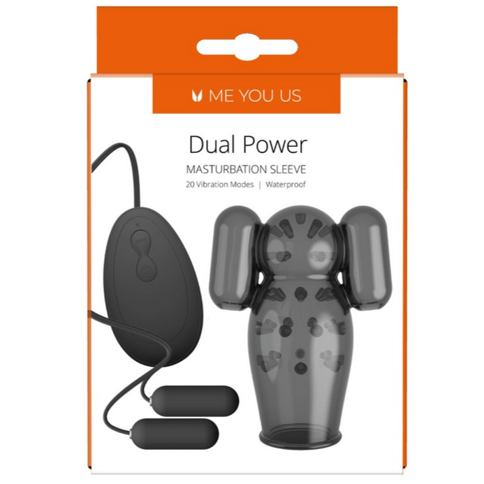 Me You Us Dual Power Vibrating Textured Male Masturbator Penis Sleeve Waterproof