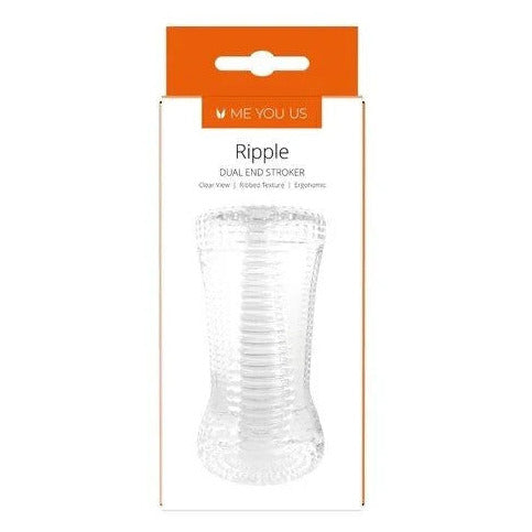 Me You Us Ripple Dual End Stroker Clear Male Masturbator Ribbed Texture Massager