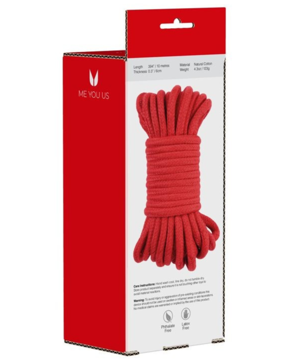 Me You Us Tie Me Up Soft Cotton Rope Red 10m Bondage BDSM Fetish Shibari Play