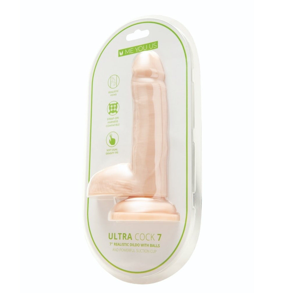 Me You Us Ultra Cock 7 Inch Realistic Dual Density Suction Cup Dildo Strap-On