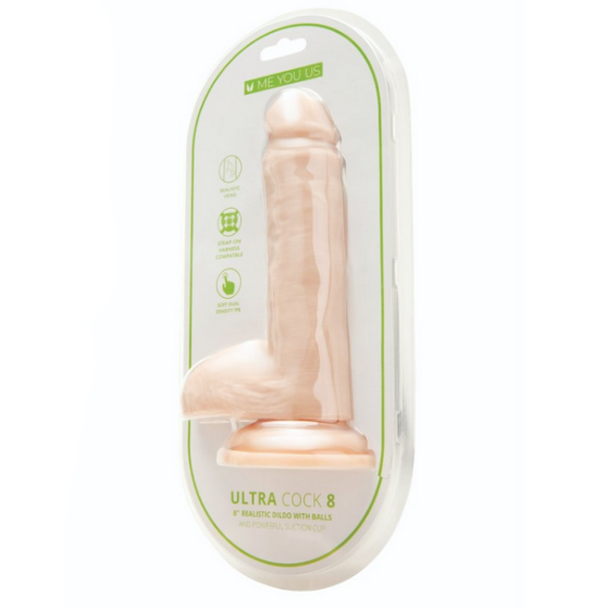 Me You Us Ultra Cock 8 Inch Realistic Dual Density Suction Cup Dildo Strap-On