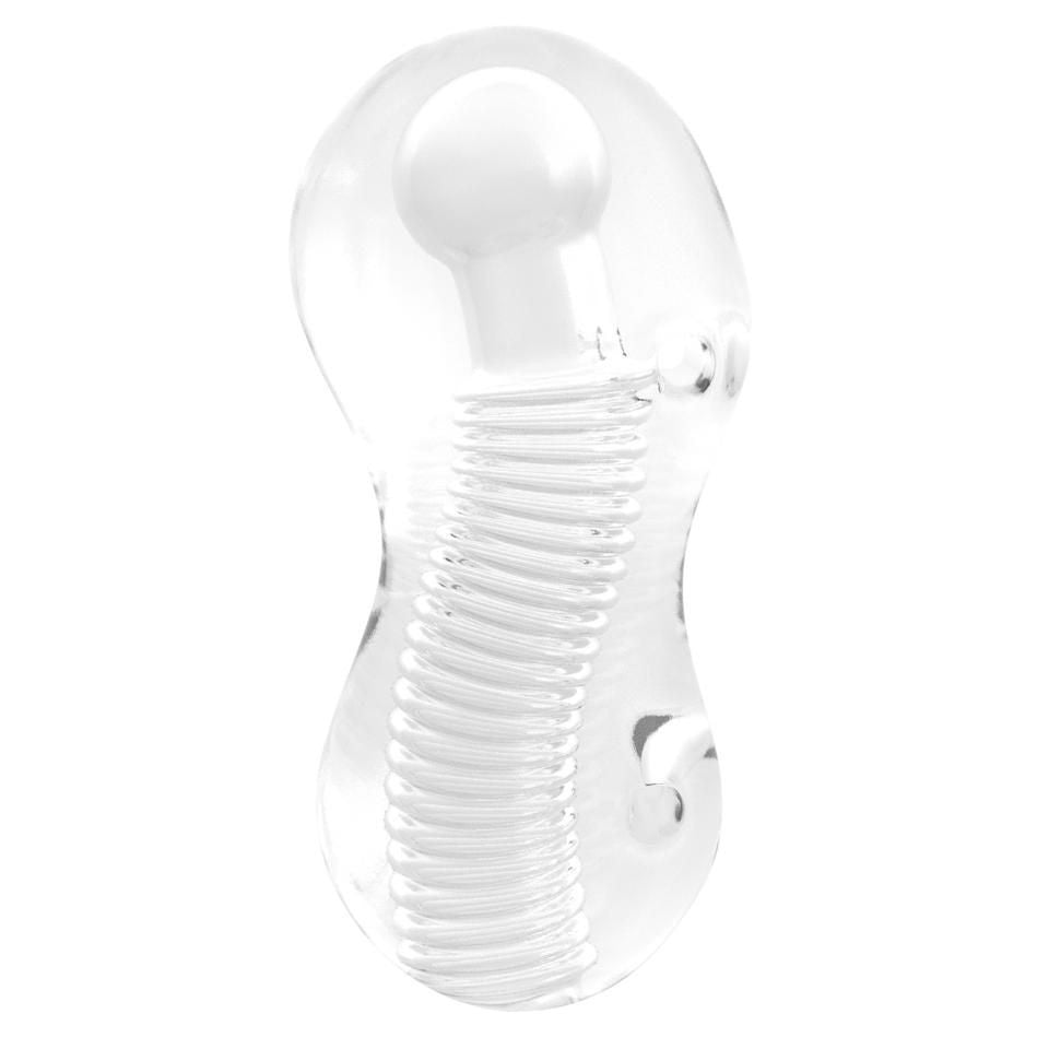 Me You Us Wave Sucker Stroker Clear Ribbed Textured Male Masturbator