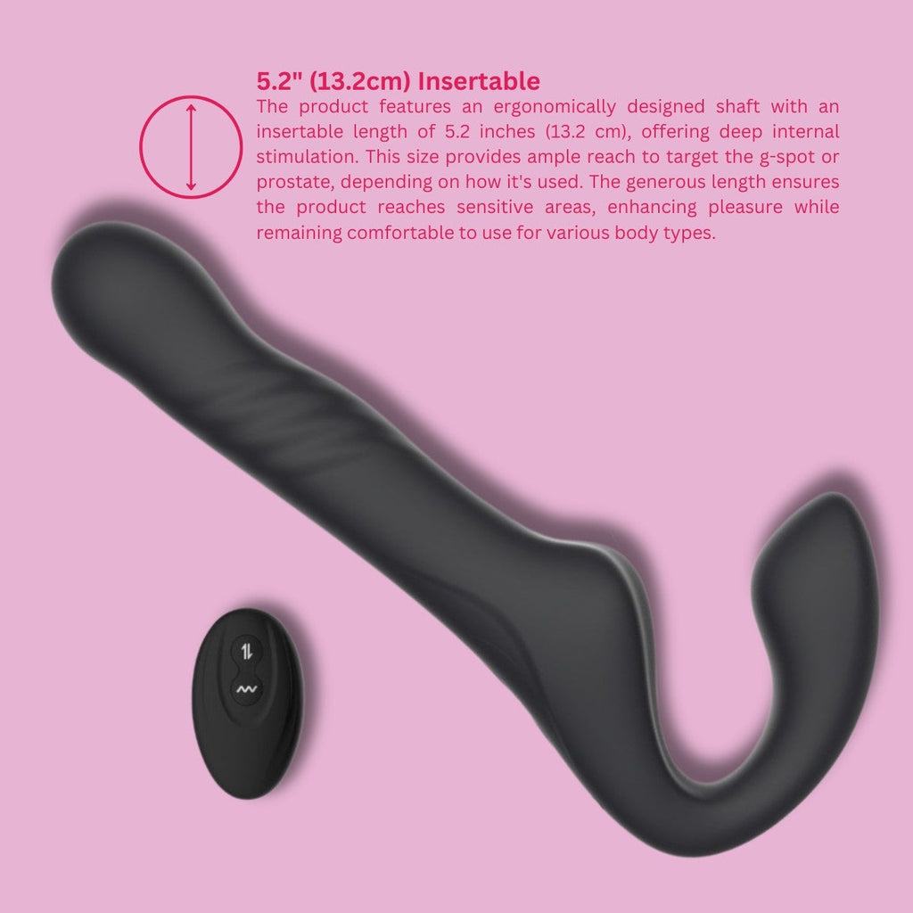 Mina Surge Remote Thrusting & Vibrating Strapless Strap On Silicone Waterproof