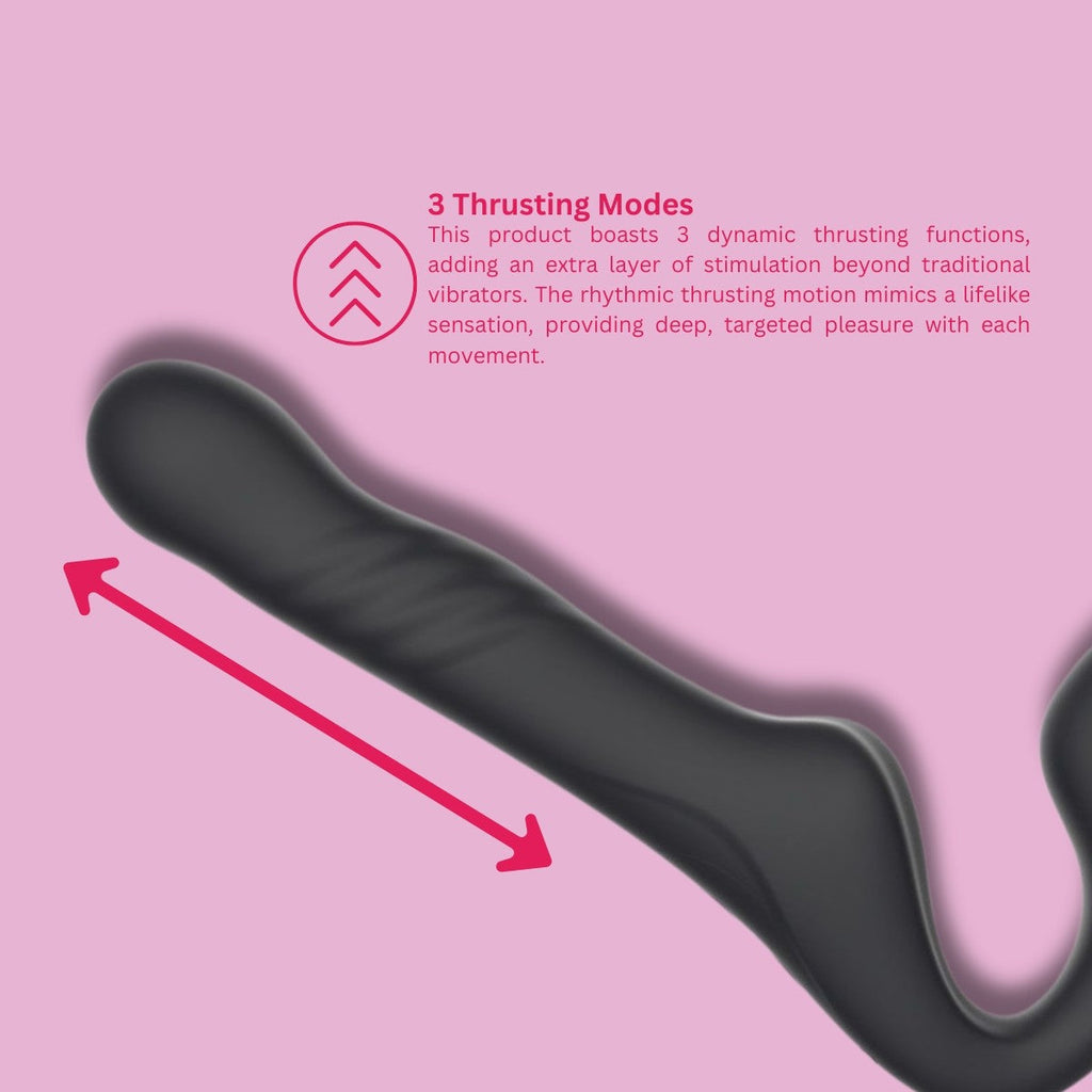 Mina Surge Remote Thrusting & Vibrating Strapless Strap On Silicone Waterproof