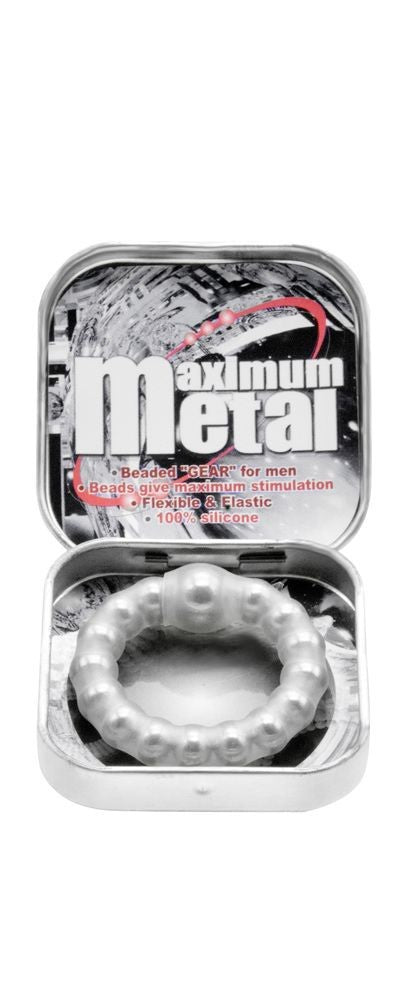 Nanma Maximum Metal Silicone Beaded Cock Ring Silver Erection Stamina Enhancer
