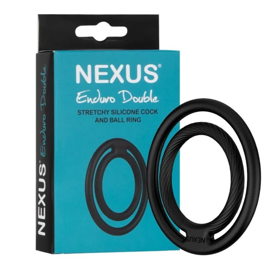 Nexus Enduro Double Stretchy Silicone Cock Ring Penis Testicle Bondage Black