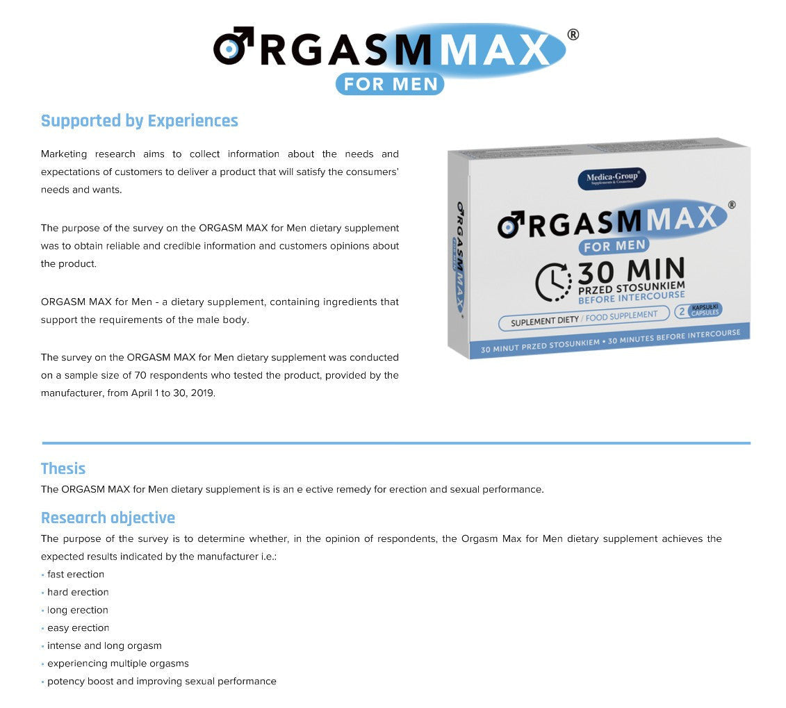 Orgasm Max Men 2 Capsules Arousal Libido Sex Drive Boost Supplement Stimulant