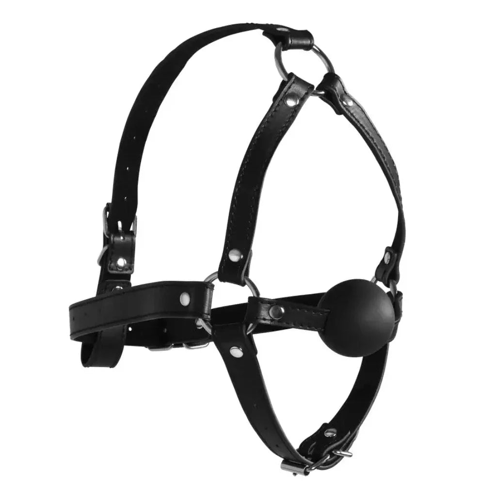 Ouch Xtreme Adjustable Head Harness Bridle With Solid Ball Gag BDSM Bondage
