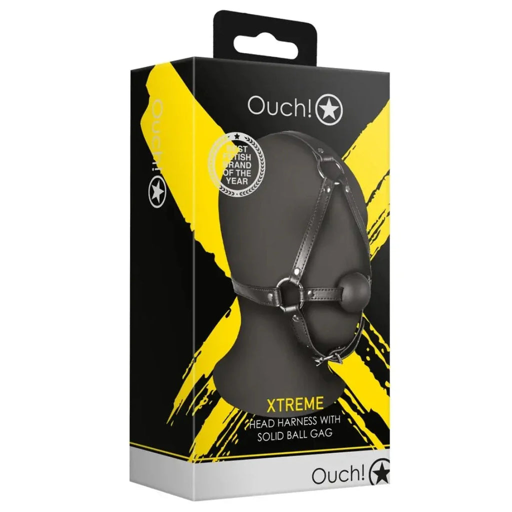 Ouch Xtreme Adjustable Head Harness Bridle With Solid Ball Gag BDSM Bondage