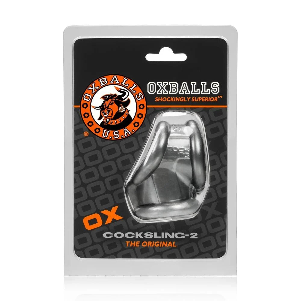 Oxballs Cocksling 2 Cockring Silicone Penis Sleeve Ballstretcher Clear Smoke Silver Black