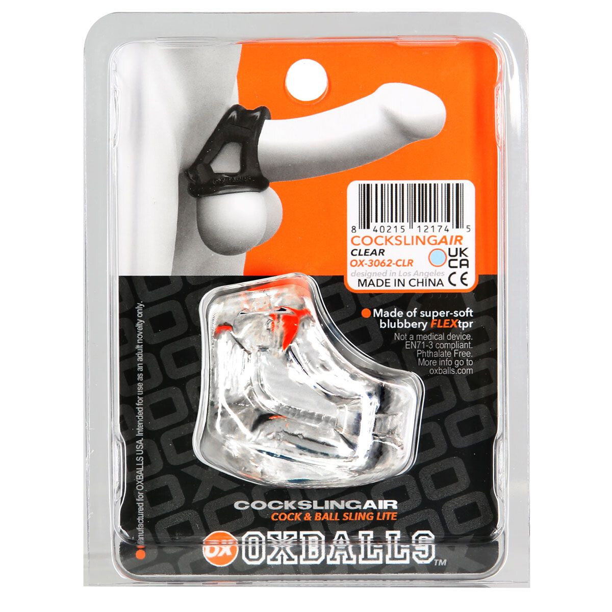 Oxballs Cocksling Air Original Lite Penis Cock Ring Ball Bondage FlexTPR™ Clear