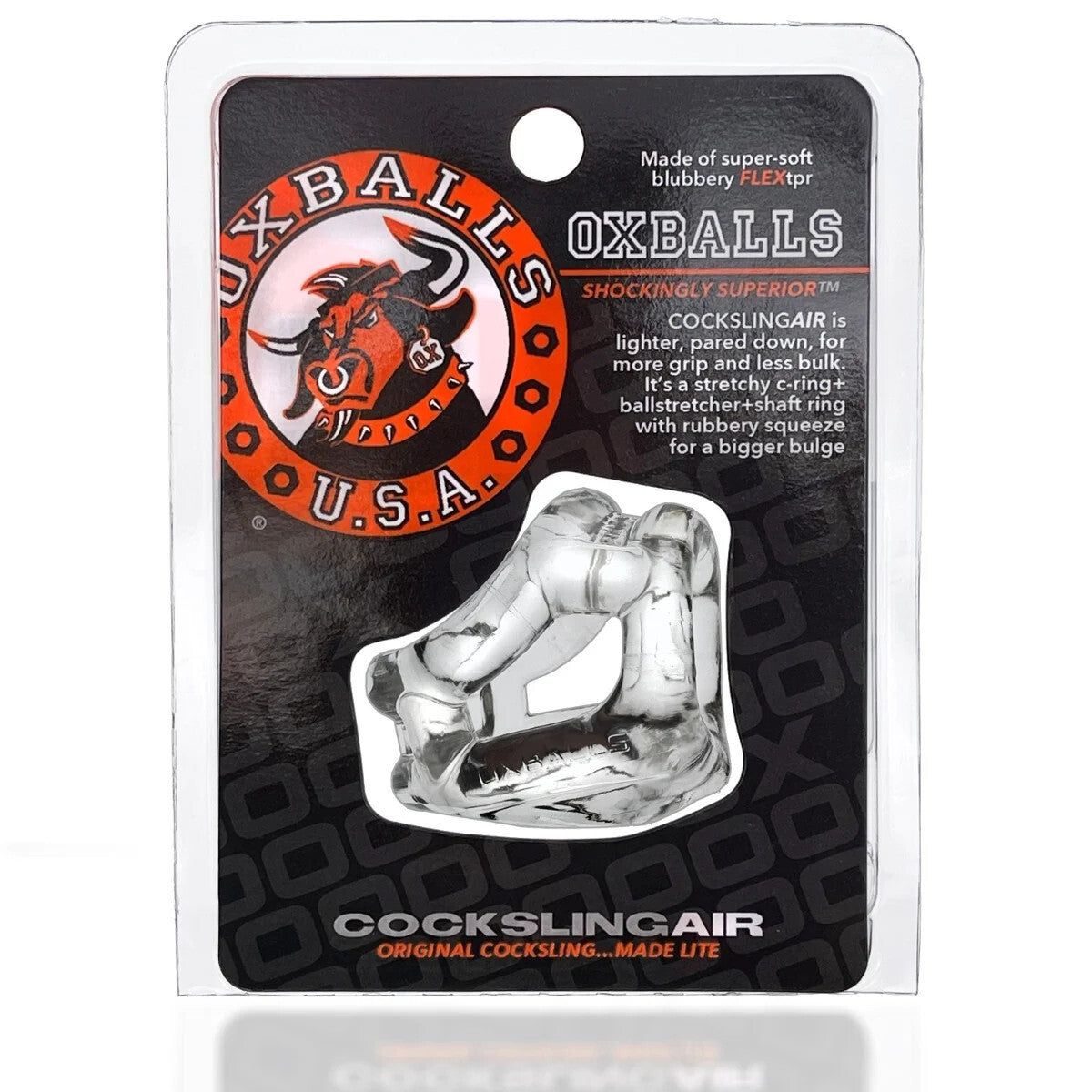 Oxballs Cocksling Air Original Lite Penis Cock Ring Ball Bondage FlexTPR™ Clear