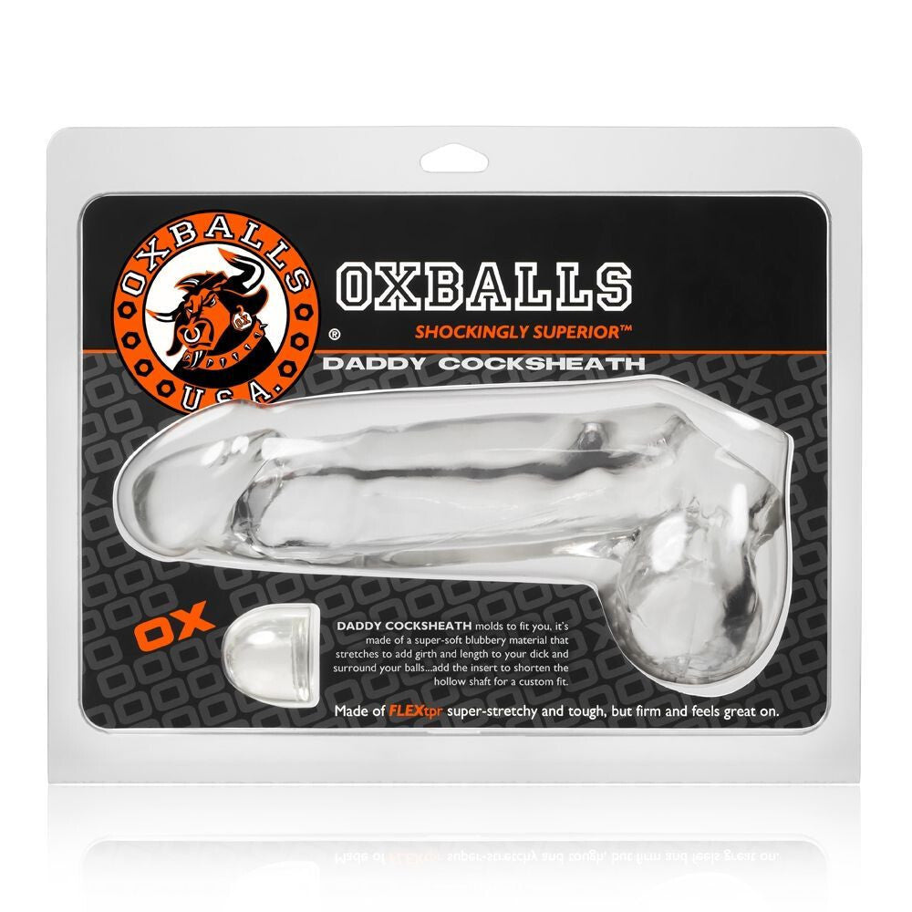 Oxballs Daddy Cocksheath Clear Penis Extender Hollow Sleeve Cock Ring Extension