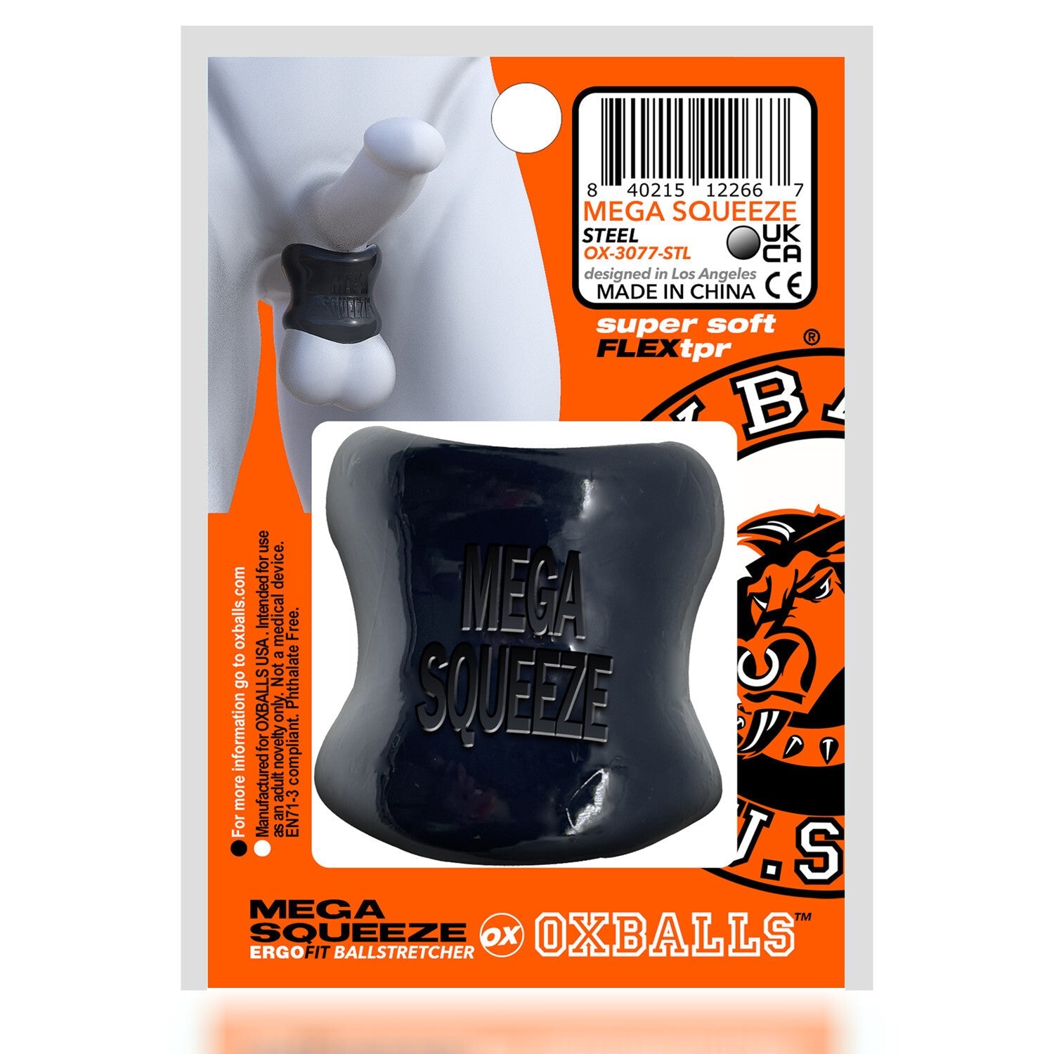 Oxballs Mega Squeeze Ergofit Ballstretcher Cock Ring Testicle Stretcher Bondage