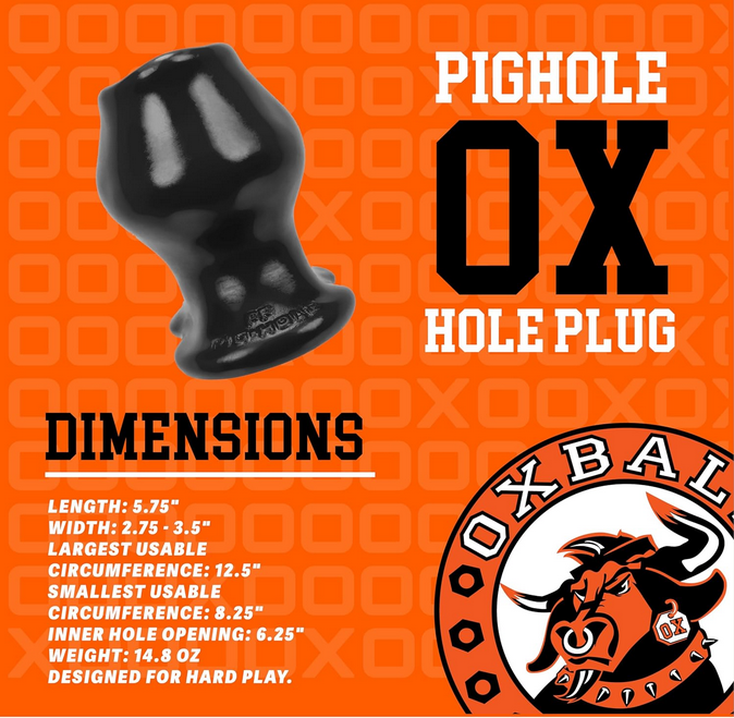 Oxballs Pig Hole FF Platinum Silicone Hollow Anal Butt Plug Prostate Bondage