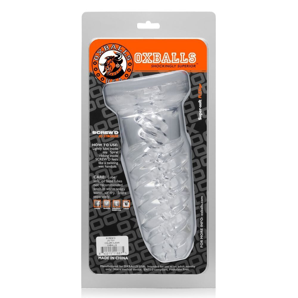 Oxballs Screw'd FlexTPR Super Squishy Corkscrew Male Masturbator JO Solo Stroker