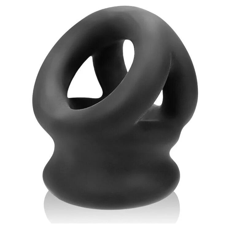 Oxballs Tri-Squeeze 3 Ring Ballstretcher Silicone Cocksling Penis Cockring Black