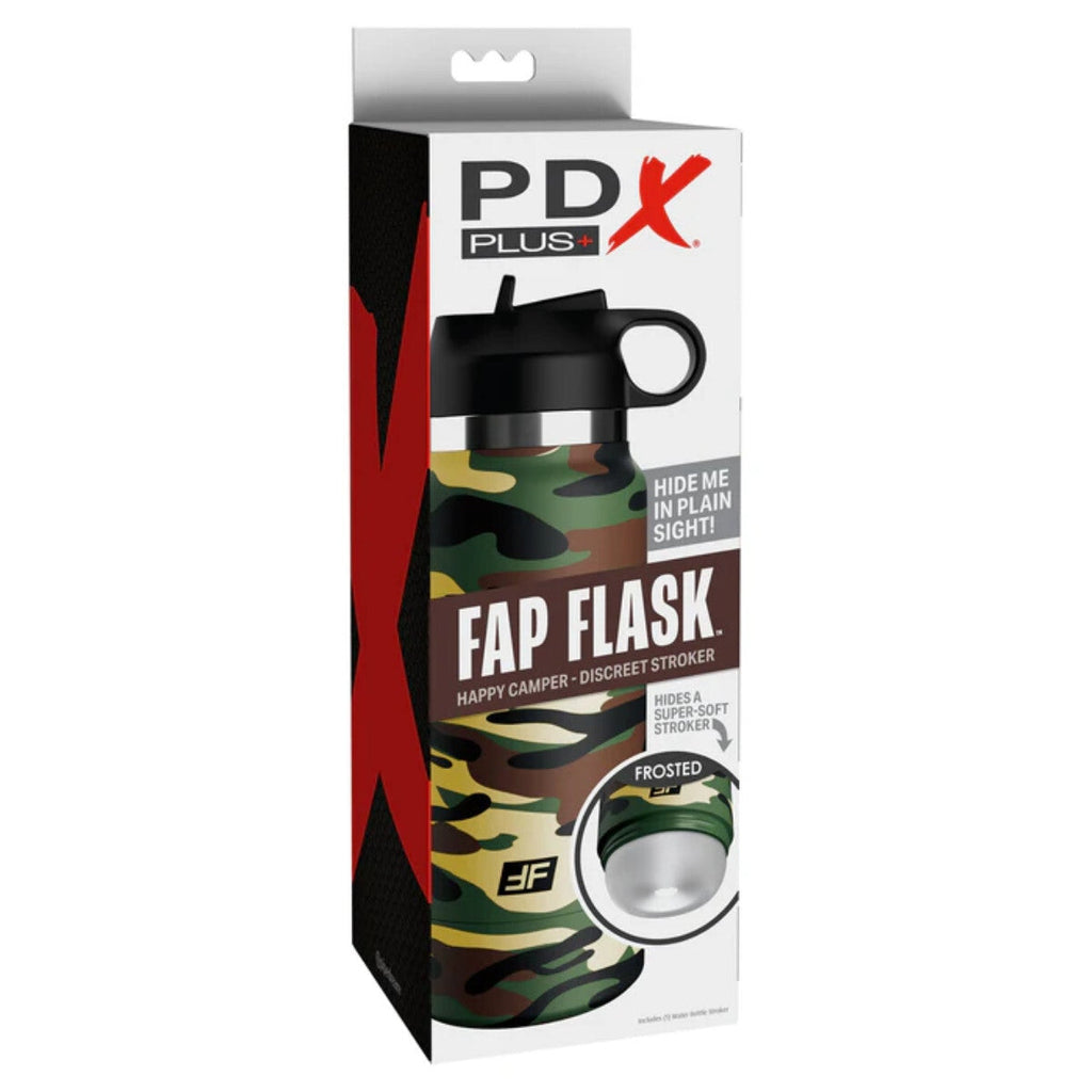 PDX Plus Fap Flask Happy Camper Discreet Bottle Shaped Stroker Male Masturbator