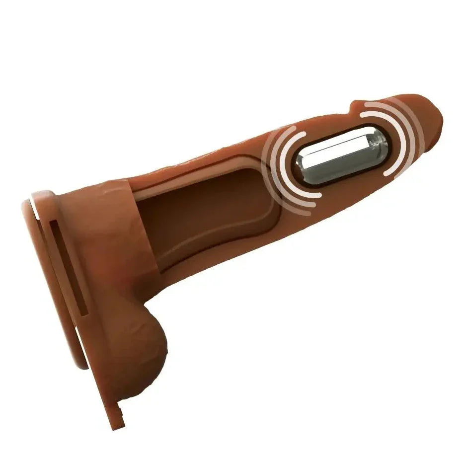 Pipedream Fantasy X-Tensions Elite Vibrating 6 Inch Dual Density Silicone Hollow Strap-On Dildo Brown