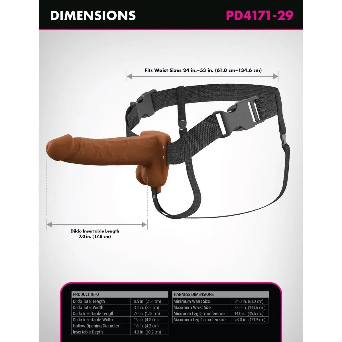 Pipedream Fantasy X-Tensions Elite Vibrating 7 Inch Dual Density Silicone Hollow Strap-On Dildo Brown
