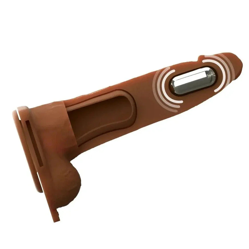 Pipedream Fantasy X-Tensions Elite Vibrating 7 Inch Dual Density Silicone Hollow Strap-On Dildo Brown