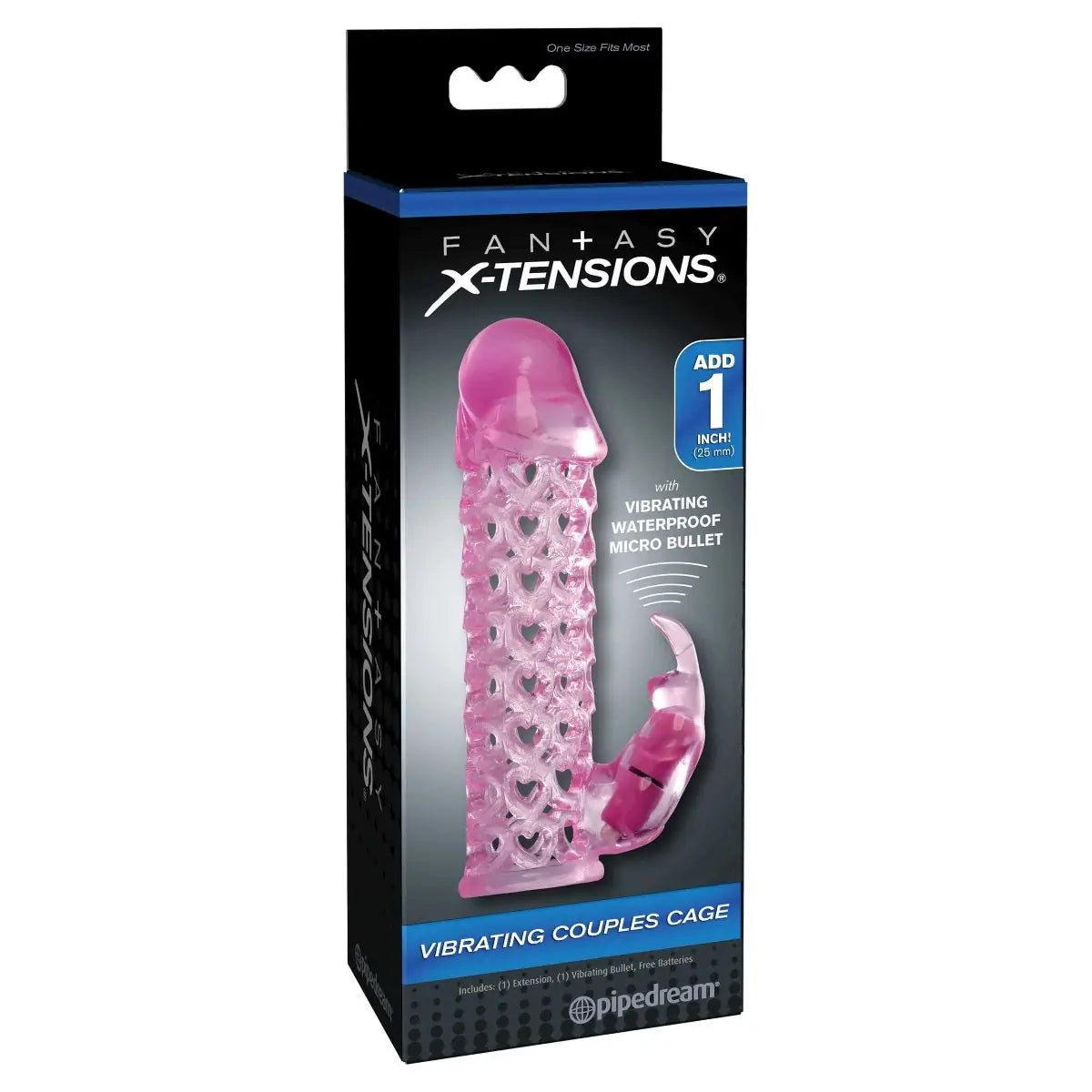 Pipedream Fantasy X-Tensions Vibrating Couples Cage 6.25 Inch Penis Sleeve Extender