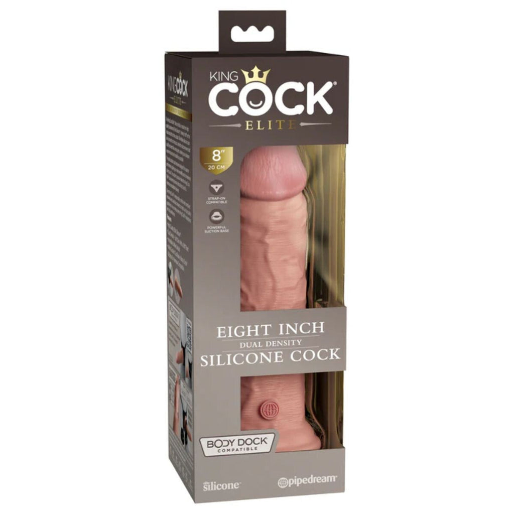 Pipedream King Cock Elite 8 Inch Realistic Dual Density Suction Silicone Dildo
