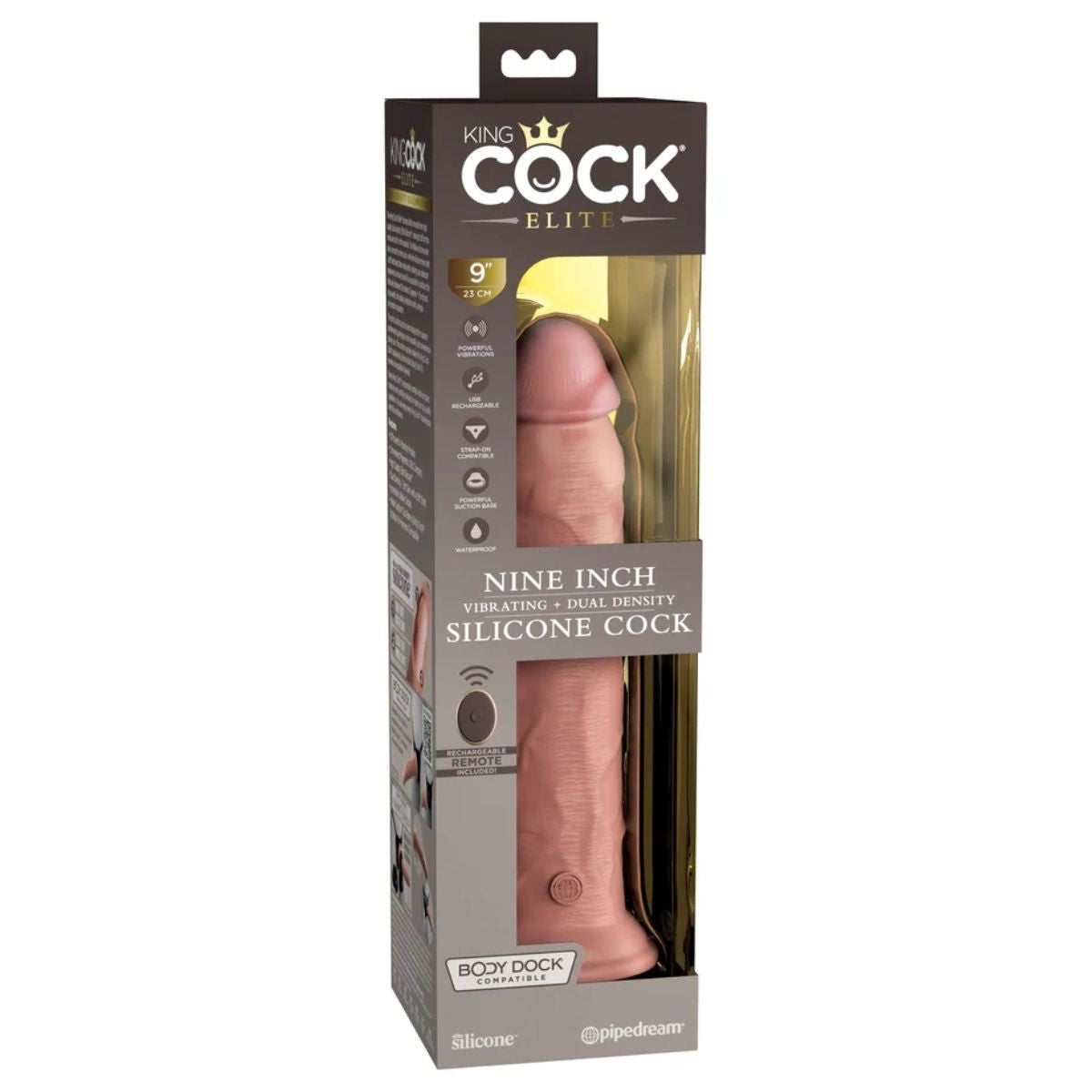 Pipedream King Cock Elite Vibrating 9 Inch Realistic Dual Density Silicone Dildo