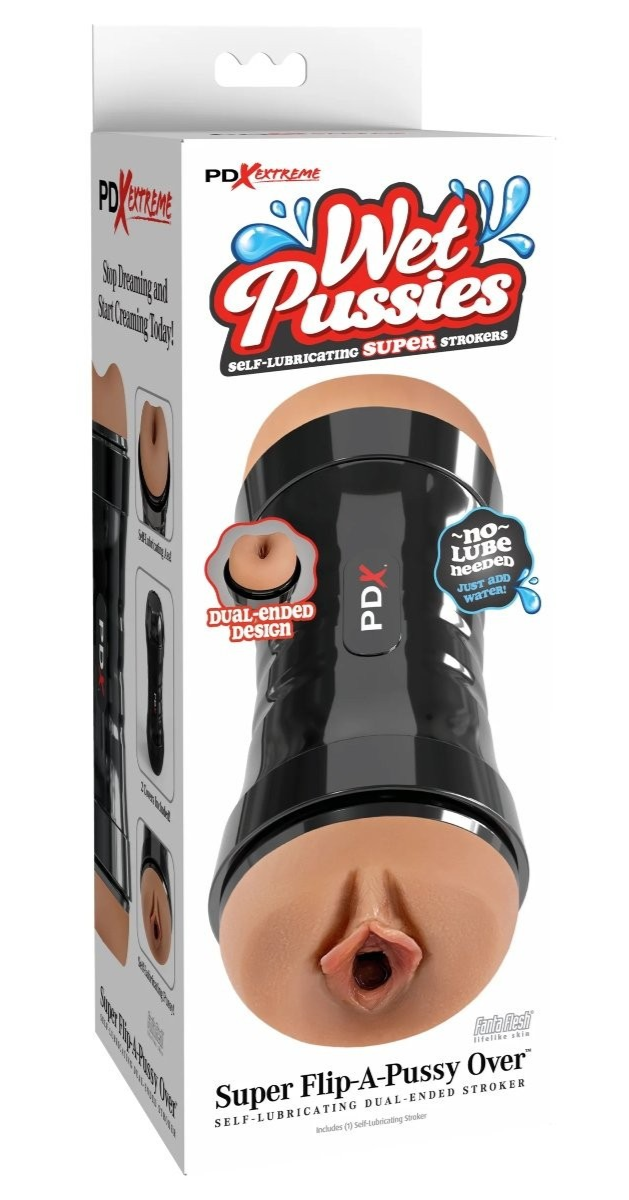 Pipedream PDX Wet Pussies Super Flip A Pussy Over Stroker Brown Male Masturbator