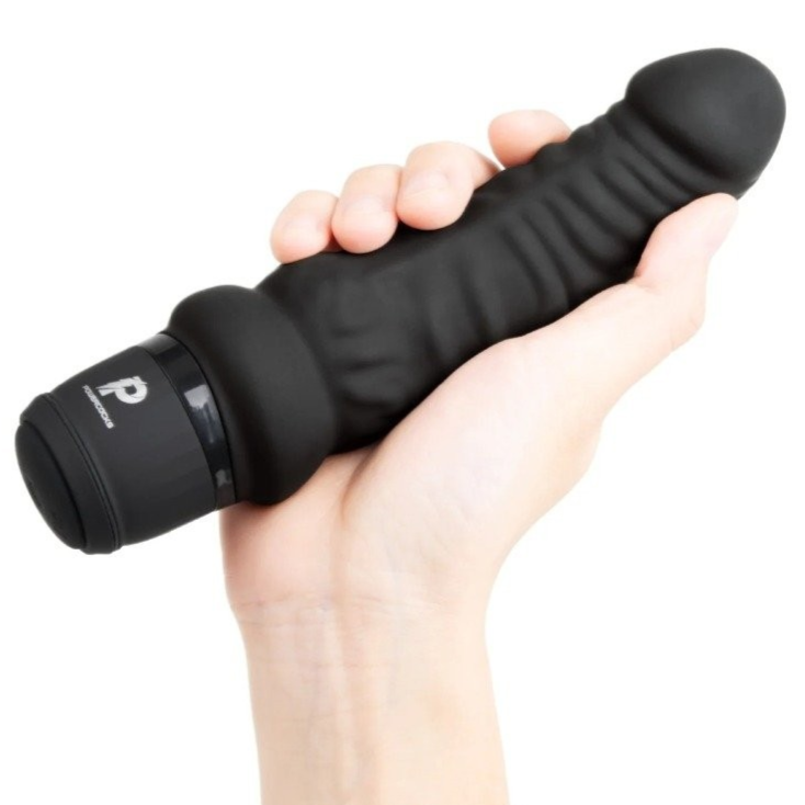 Powercocks 6 Inch Realistic Multispeed Vibrator Dildo Soft Black Waterproof