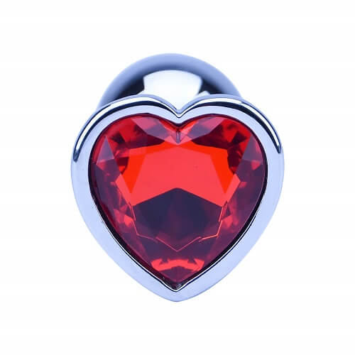 Precious Metals Heart Shaped Jewel Gem Anal Butt Plug Silver 2.95 Inch