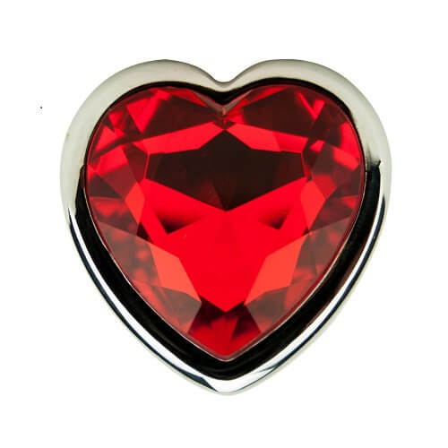 Precious Metals Heart Shaped Jewel Gem Anal Butt Plug Silver 2.95 Inch