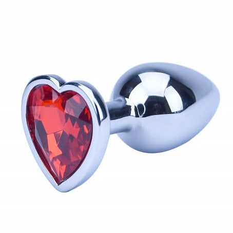 Precious Metals Heart Shaped Jewel Gem Anal Butt Plug Silver 2.95 Inch