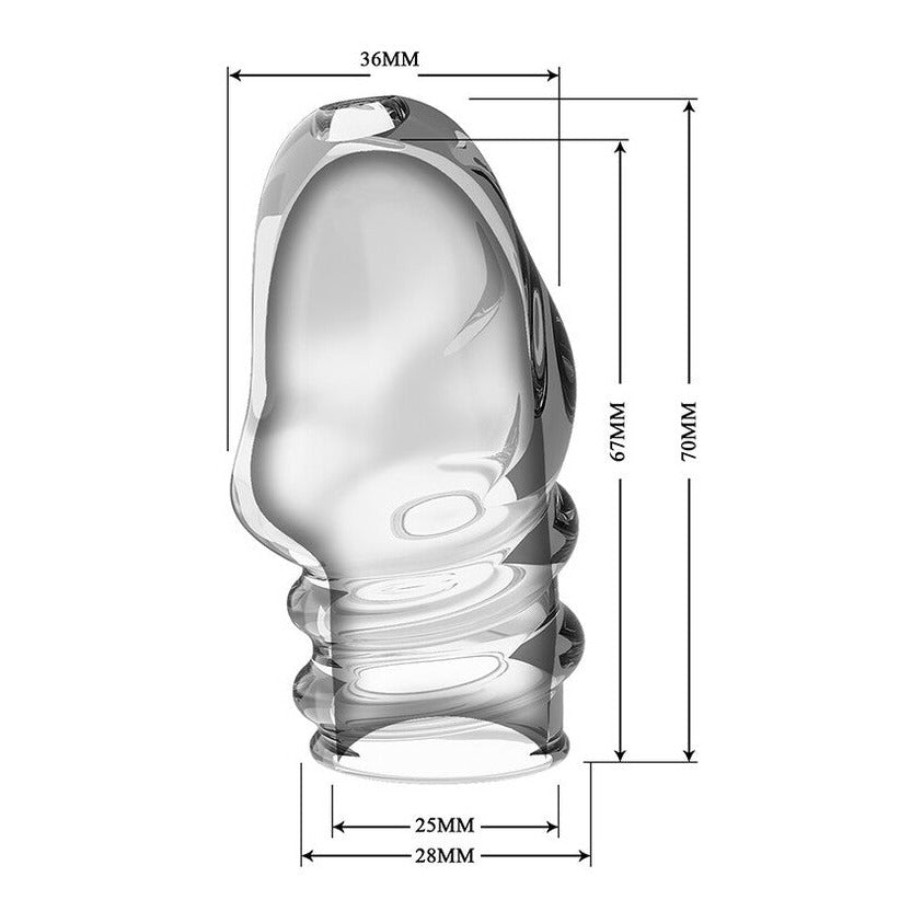 Pretty Love Jeremy Penis Head Sleeve Ribbed 7cm Extender Clear