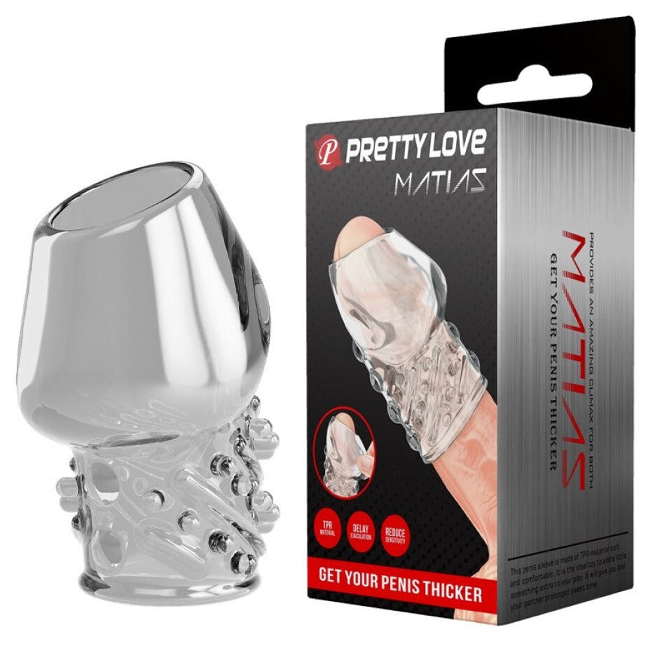 Pretty Love Matias Penis Head Sleeve Textured 6.5cm Girth Extender Clear