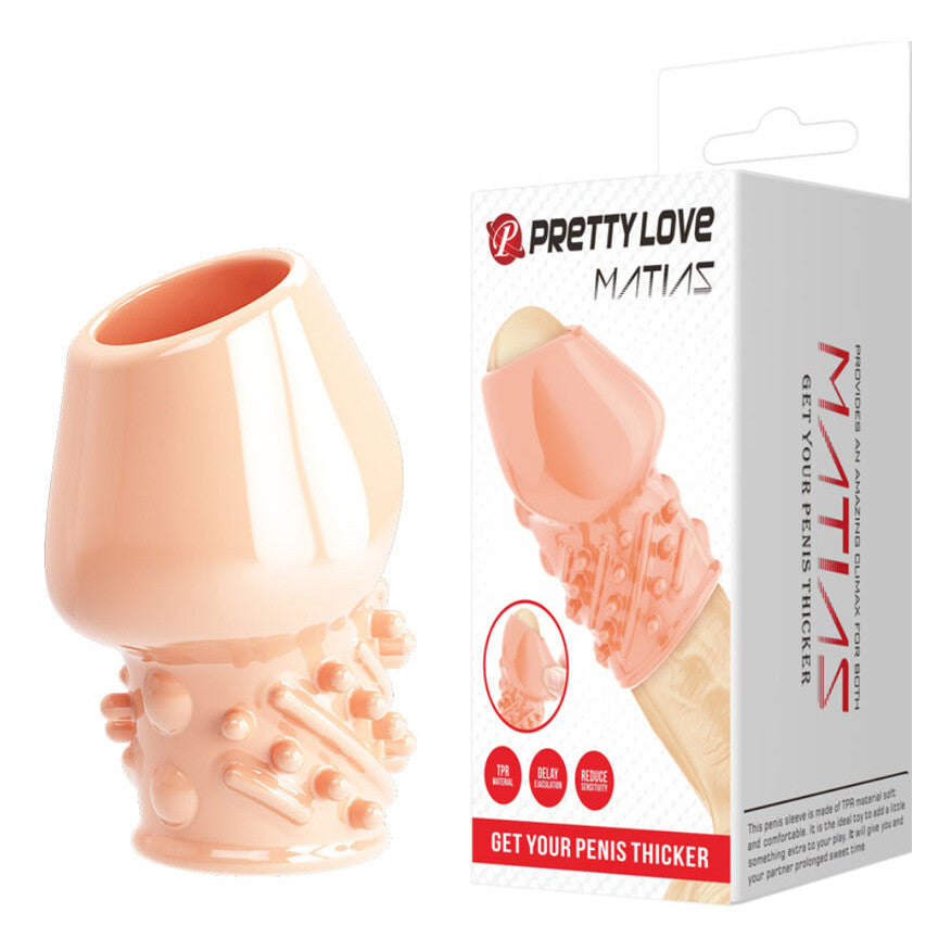 Pretty Love Matias Penis Head Sleeve Textured 6.5cm Girth Extender Flesh