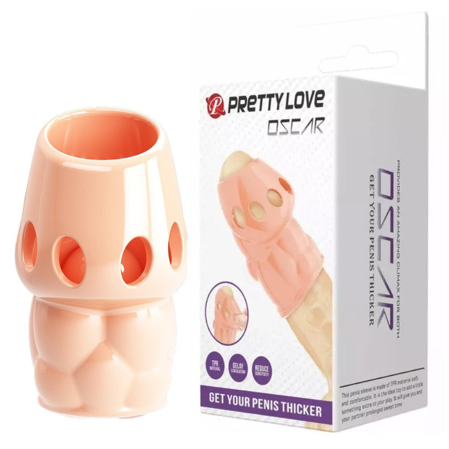 Pretty Love Oscar Penis Head Sleeve Textured 6.4cm Girth Extender Flesh
