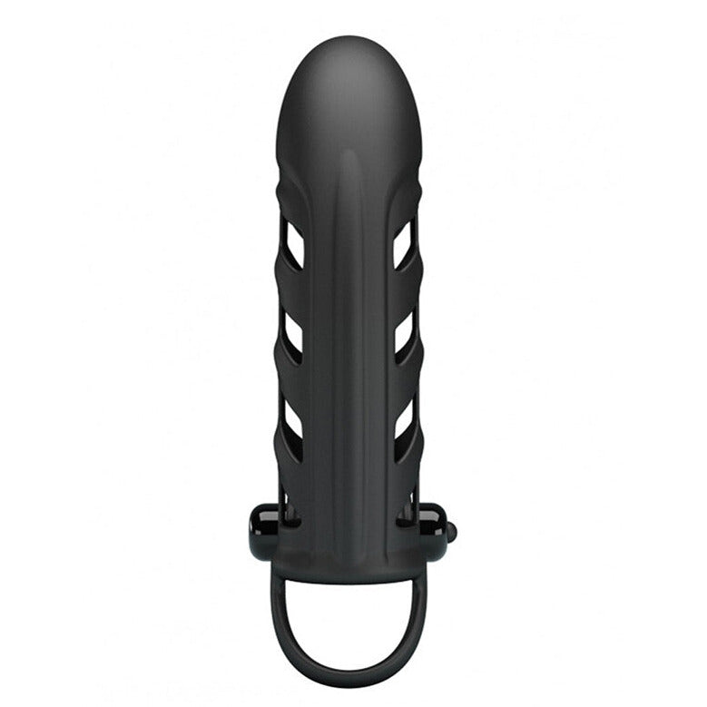 Pretty Love Vibrating Penis Sleeve 2 Ribbed Silicone 6.5 Inch Penis Extender