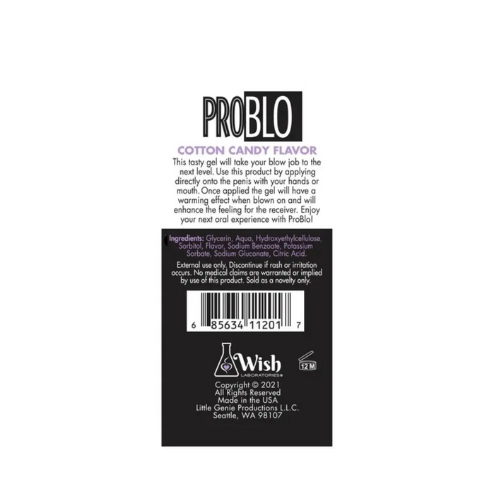 Pro Blo Warming Oral Sex Couples Pleasure Gel Flavoured Blowjob Enhancer 1.5oz