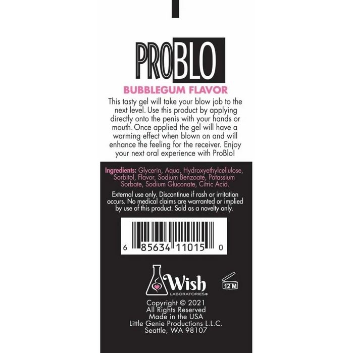 Pro Blo Warming Oral Sex Couples Pleasure Gel Flavoured Blowjob Enhancer 1.5oz