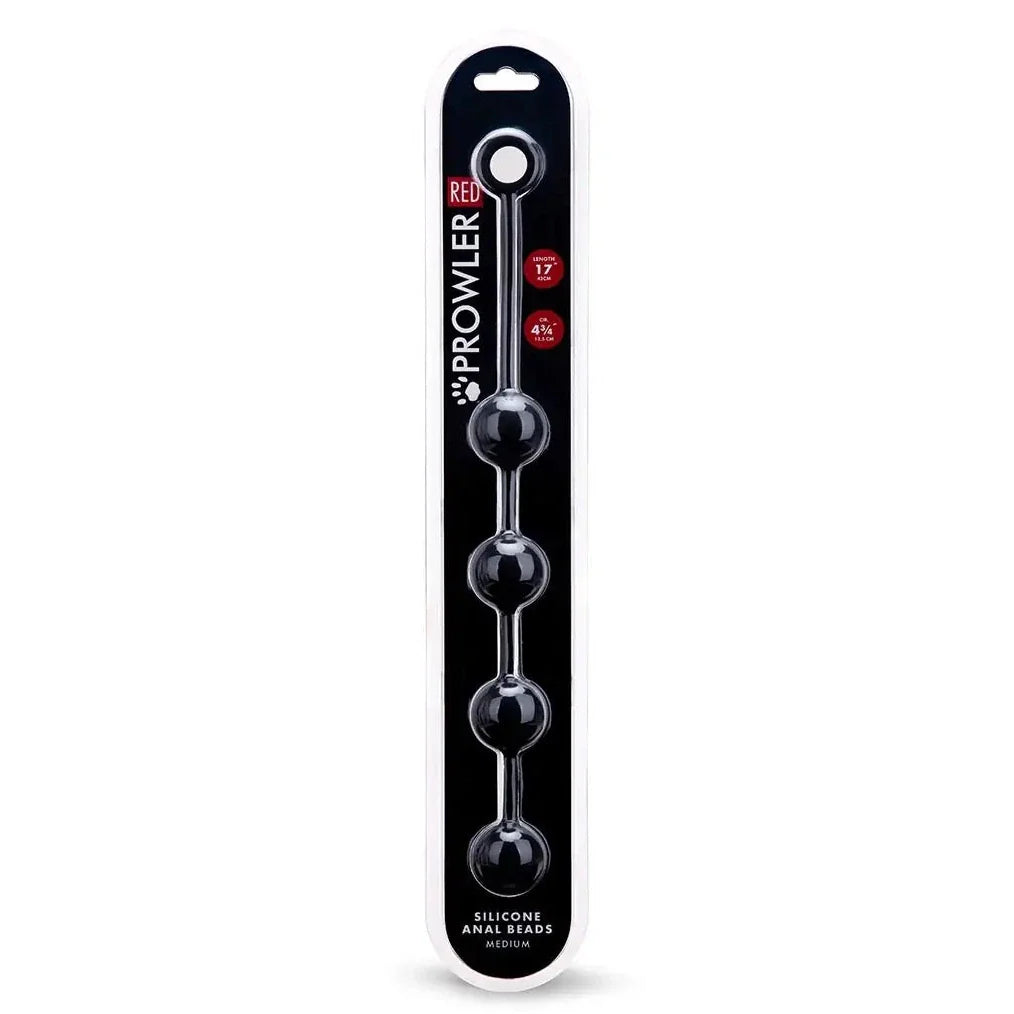Prowler RED Silicone Anal Beads Medium Black 17 Inch